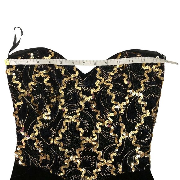 Vintage Gunne Sax 90s Strapless Sweatheart Beaded Sequin Velvet Cocktail… - Picture 9 of 10